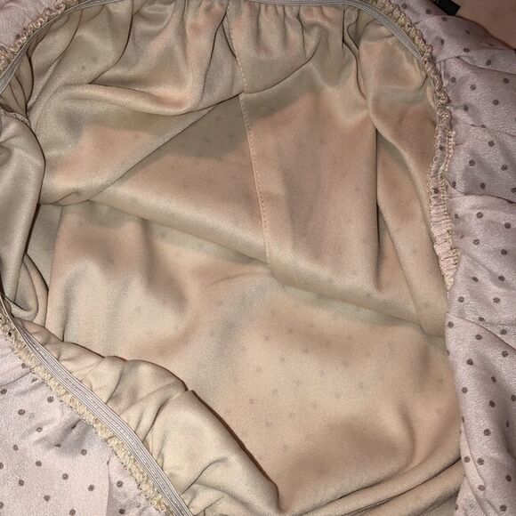 Nasty Gal 14 Well Spotted Peplum Bell Sleeve Faux Wrap Cream Brown Polka Top - Picture 15 of 16